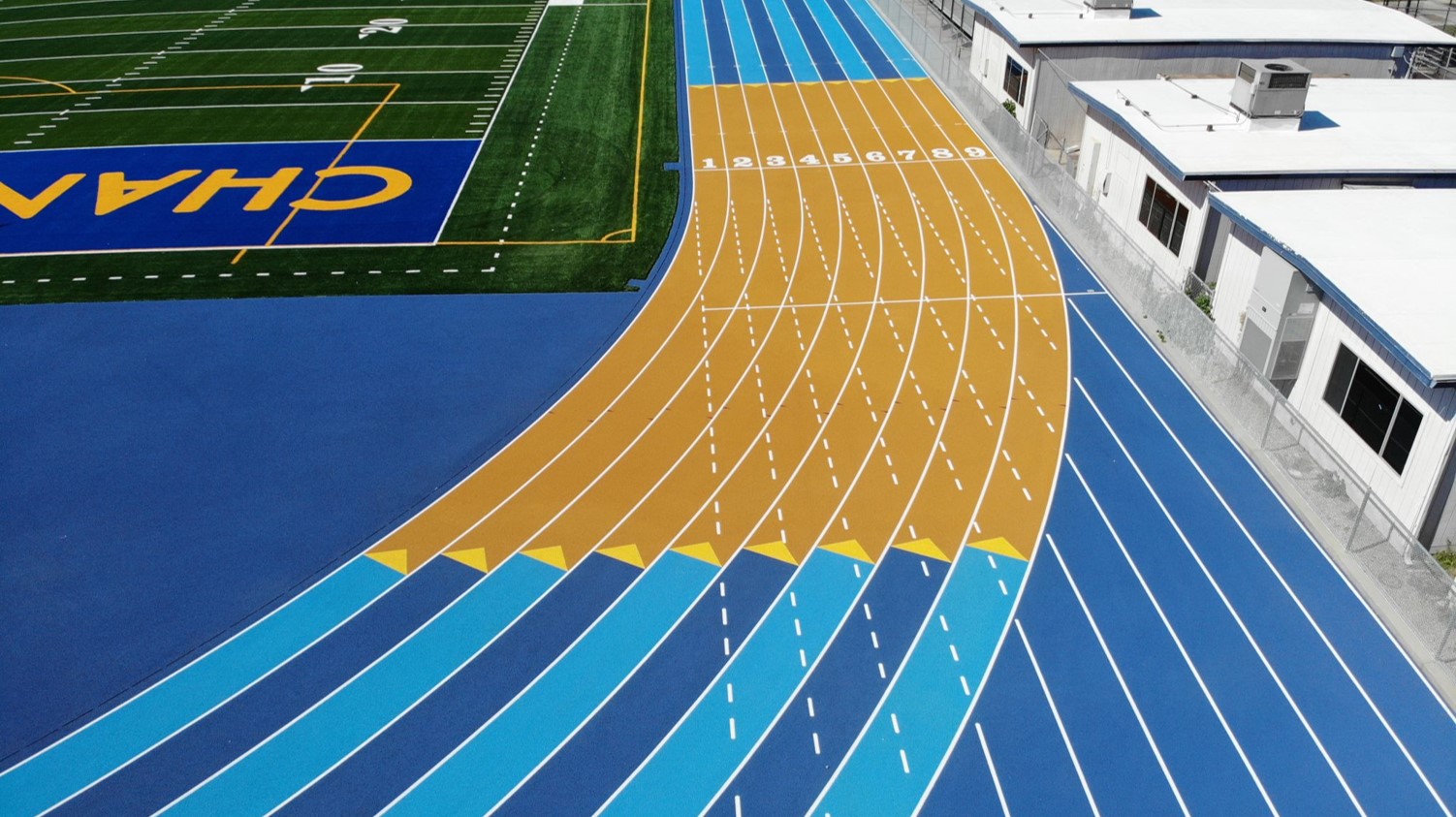 Athletic track installed by Tarkett sports